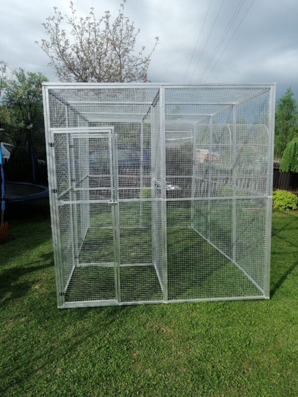 Woliera aluminiowa z przedsionkiem L=3m H=2m W=2m - obrazek 2